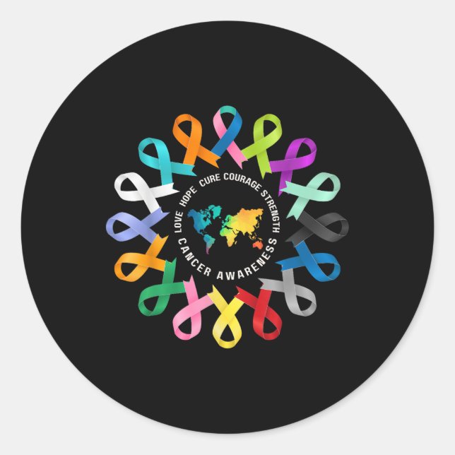 Sticker Rond Lutte contre le cancer et la sensibilisation au ca (Devant)