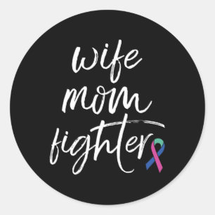 Sticker Rond Lutte de sensibilisation au cancer Épouse mère de 