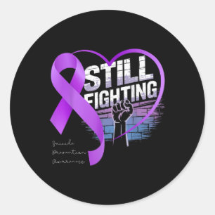 Sticker Rond Lutte toujours Contre la Prévention Suicide Violet