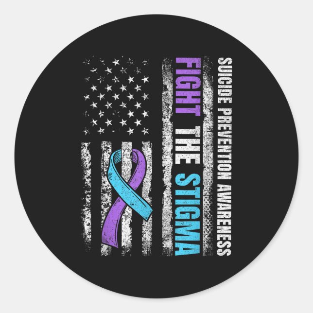 Sticker Rond Lutter contre la stigmatisation et le drapeau amér (Devant)