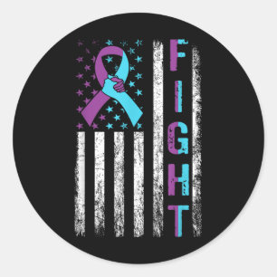 Sticker Rond Lutter contre le suicide drapeau américain violet 