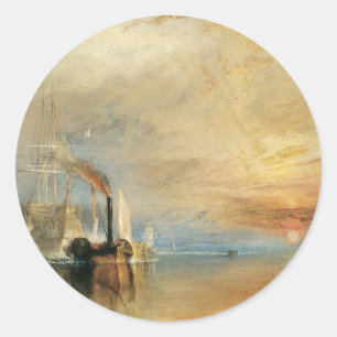 Sticker Rond Lutter contre le Téméraire par Joseph Turner, Art 