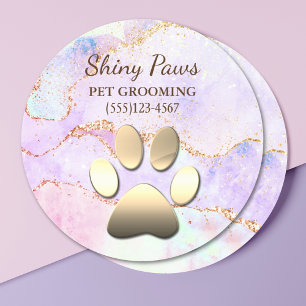 Sticker Rond Luxe Agate Parties scintillant Chien Paw Pet Pet G