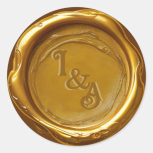 Sticker Rond Luxe Elégant Mariage de cire d'or brillant