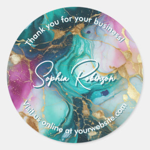 Sticker Rond Luxe Faux Gold et Merci de marbre