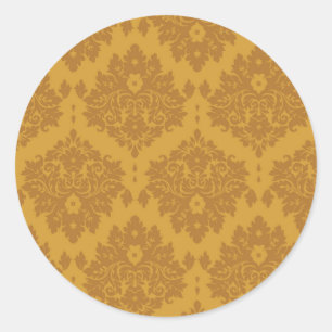 Sticker Rond Luxe Golden Damask