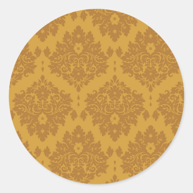 Sticker Rond Luxe Golden Damask (Devant)