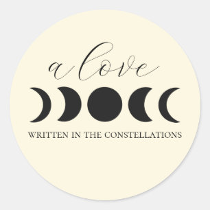 Sticker Rond Luxe Lunaire Mariage Phase de Lune Noir & Crème 