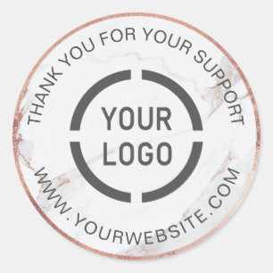 Sticker Rond Luxe moderne rose or marbre affaires merci