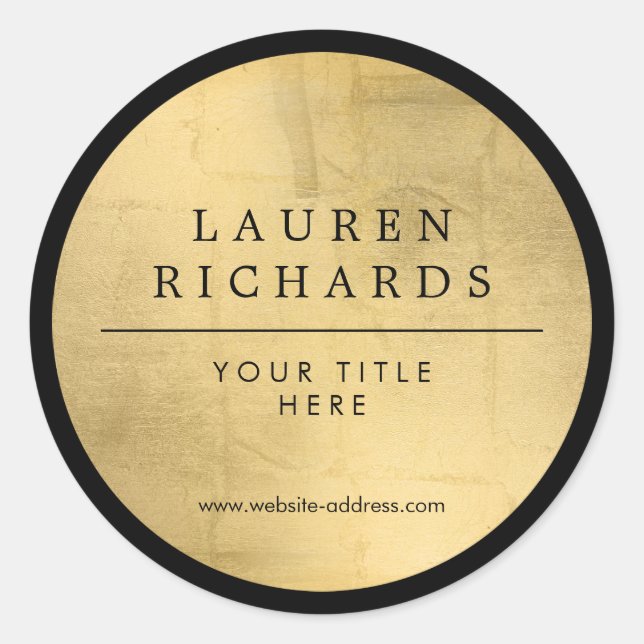 Sticker Rond Luxe professionnelle Noir et Faux Or (Devant)