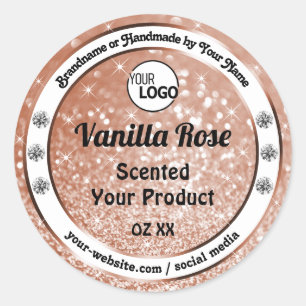 Sticker Rond Luxe Rose Gold Parties scintillant Étoiles Produit