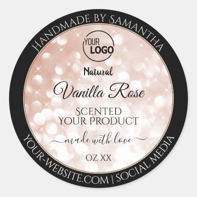 Sticker Rond Luxe Rose Gold Parties scintillant Étoiles Produit (Devant)