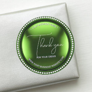 Sticker Rond Luxe Vert métal diamant Merci d'affaires