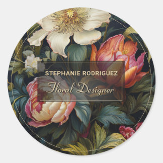 Sticker Rond Luxueuse peinture florale hollandaise Design flora