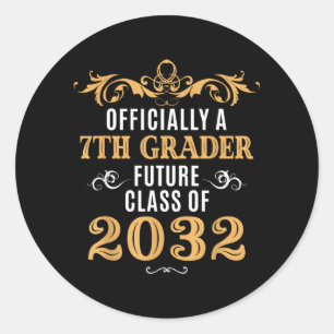 Sticker Rond Ly un élève de 7e année Cl futur 2032 Vintage Prem