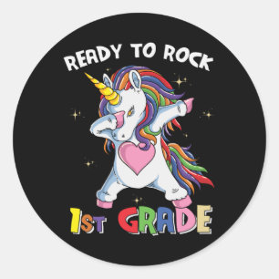 Sticker Rond Lycéenne de 1re année licorne prête à déchirer pou