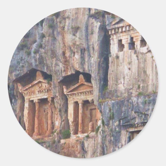 STICKER ROND LYCIAN ROCK TOMBS TURKEY (Devant)