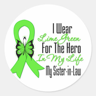Sticker Rond Lymphome Cancer Ruban Mon héros Ma soeur en droit