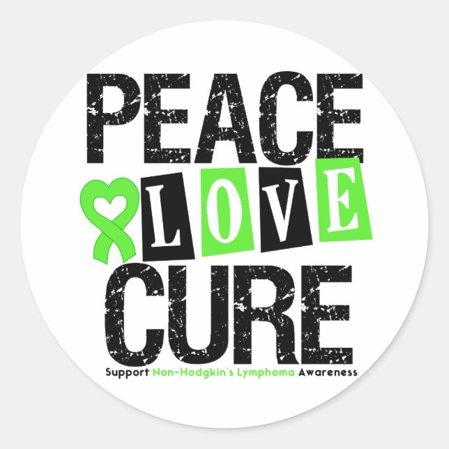 Sticker Rond Lymphome Sensibilisation Paix Amour Cure (Devant)