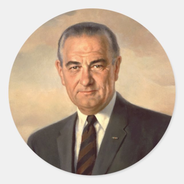 Sticker Rond Lyndon Johnson Portrait officiel (Devant)