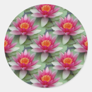 Sticker Rond Lys d'eau de Lotus rose