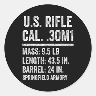 Sticker Rond M1 Garand Rifle Funny 2ème guerre mondiale Vet Wor