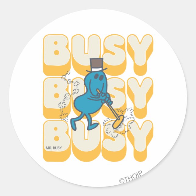 Sticker Rond M. Busy Balayait Rapidement (Devant)