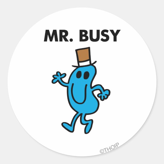 Sticker Rond M. Busy Waving Bonjour (Devant)