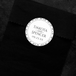 Sticker Rond M. et M. Simple Modern Black White Party