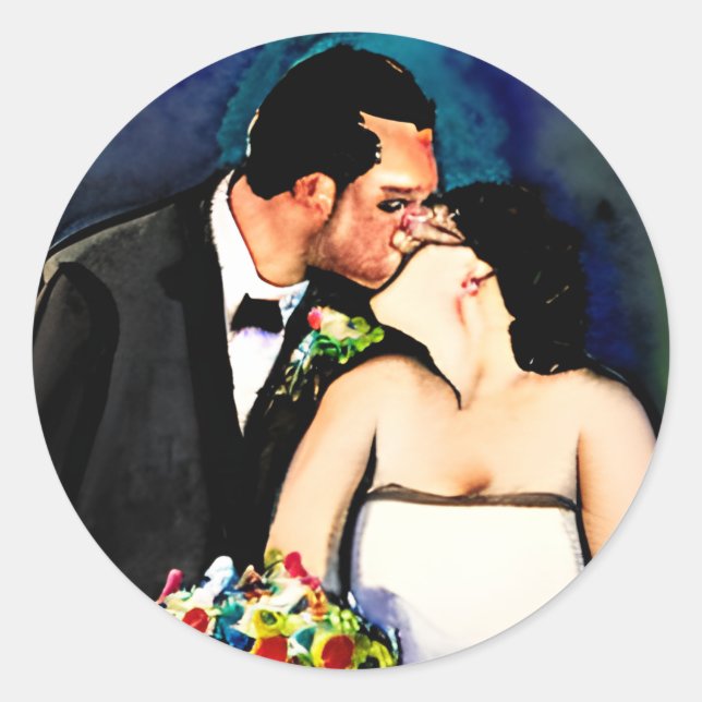 Sticker Rond M. et Mme Bride et Mme Groom Mariage (Devant)
