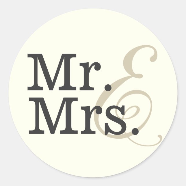 Sticker Rond M. et Mme Classy Ivory White Wedding Favor (Devant)