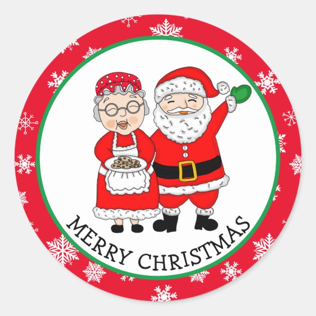 Sticker Rond M. et Mme Claus, Noël de Père Noël (Devant)