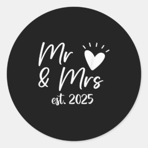 Sticker Rond M. Et Mme Est. 2025 Marié couple Mariage Husb