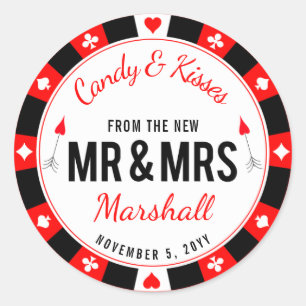 Sticker Rond M. et Mme Las Vegas Poker Chip Wedding Favor