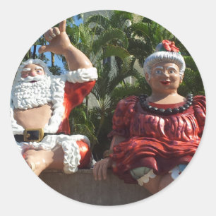 Sticker Rond M. et Mme le père noël