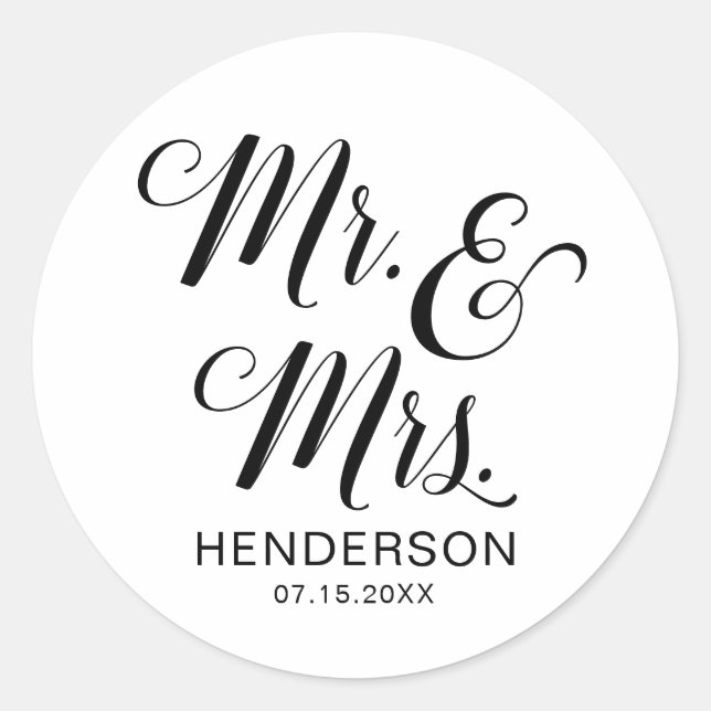 Sticker Rond M. et Mme Nom Mariage (Devant)