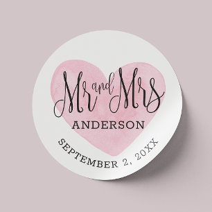 Sticker Rond M. et Mme Pink mariage ou valentines jour