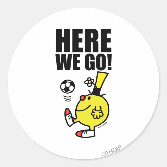 Sticker Rond M. Funny Jongle avec un ballon de football (Devant)