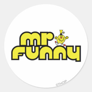 Sticker Rond M. Funny   Lettres jaunes