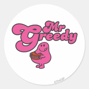 Sticker Rond M. Greedy Apprécie Le Dessert