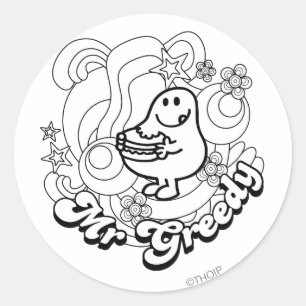 Sticker Rond M. Greedy   Black & White Swirls & Stars