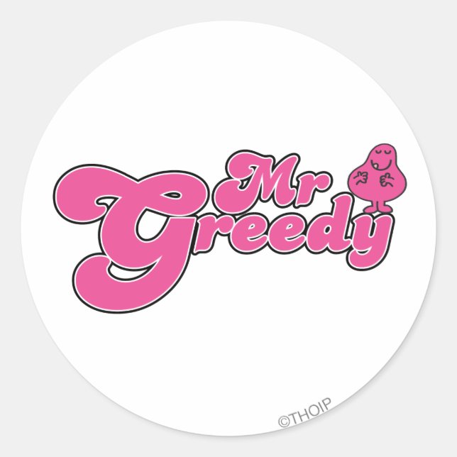 Sticker Rond M. Greedy Se Retient Autour (Devant)