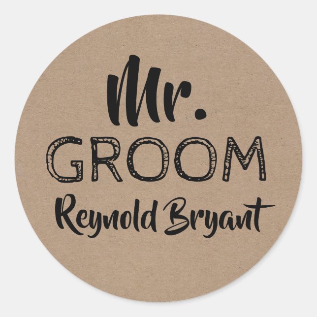 Sticker Rond M. Groom Bold Typographie (Devant)