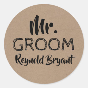 Sticker Rond M. Groom Bold Typographie
