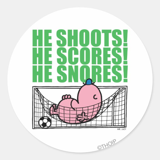 Sticker Rond M. Lazy Napping Dans Un But De Football (Devant)