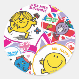 Sticker Rond M. Men & Little Miss UK Hearts