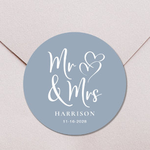 Sticker Rond M. Mme Dusty Mariage bleue