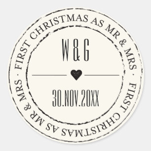 Sticker Rond M. & Mme. Premier cercle Vintage de Noël