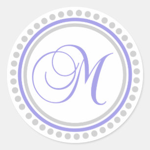 Sticker Rond M Monogramme (Violet violet / Cercle à points arge