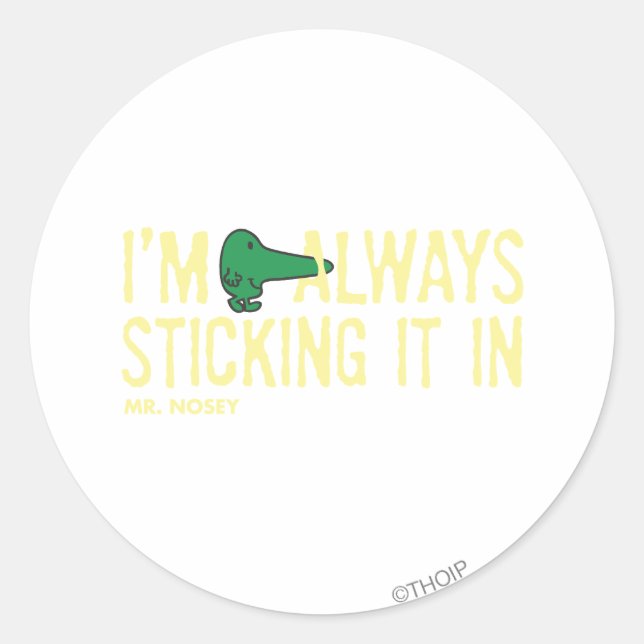 Sticker Rond M. Nosey Nosing Autour | Lettres jaunes (Devant)
